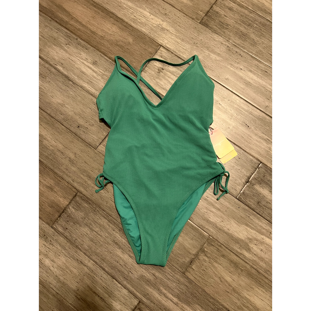 Stoney Clover by Target Cheeky High Leg One Piece Green Swimsuit Large NWT